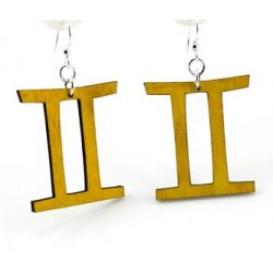 tan gemini wood earrings