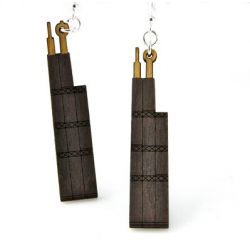 sear tower wood earrings