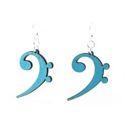 aqua marine bass clef wood earrings