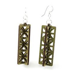 apple green 3d structure wood earrings