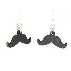 mustache wood earrings