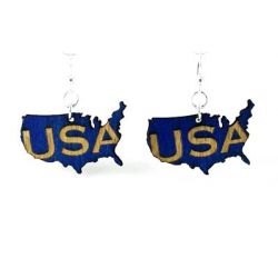 usa country wood earrings