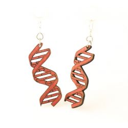 tangerine double helix wood earrings