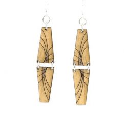 black mirror pyramid wood earrings