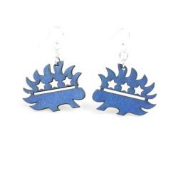 libertarian porcupine wood earrings