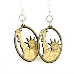 Statue of Liberty Oval Wood Earrings