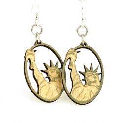 Statue of Liberty Oval Wood Earrings