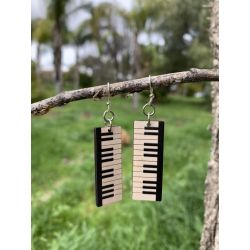 piano key wood earrings