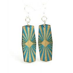 aqua marine starburst wood earrings