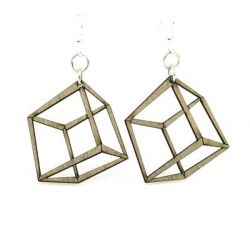 apple green 3d cube wood earrings