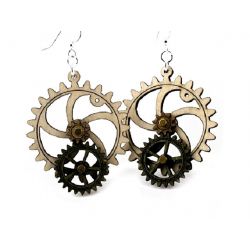 kinetic gear wood earring