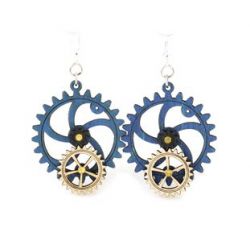 kinetic gear wood earrings