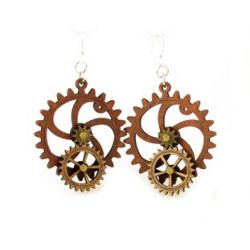 kinetic gear wood earrings