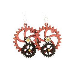 kinetic gear wood earrings