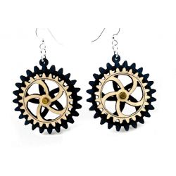 kinetic gear wood earrings