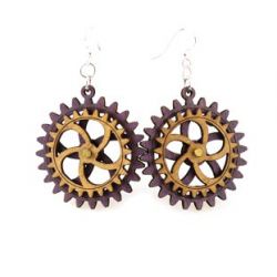 kinetic gear wood earrings