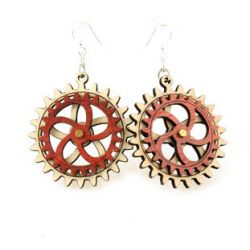 kinetic gear wood earrings