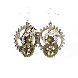 kinetic gear wood earrings