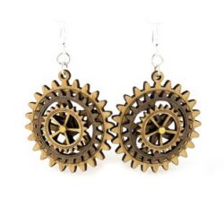 kinetic gear wood earrings