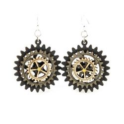 kinetic gear wood earrings