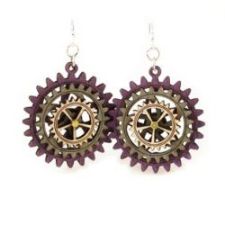 kinetic gear wood earrings