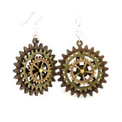 kinetic gear wood earrings