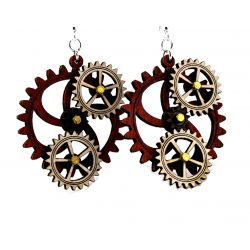 kinetic gear wood earrings