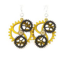 kinetic gear wood earrings