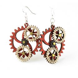 kinetic gear wood earrings