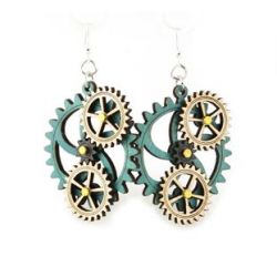 kinetic gear wood earrings