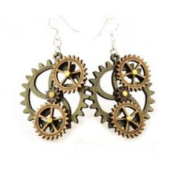 kinetic gear wood earrings