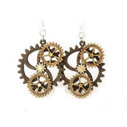 kinetic gear wood earrings