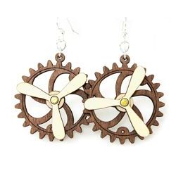 kinetic gear wood earrings