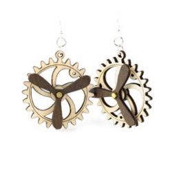 kinetic gear wood earrings