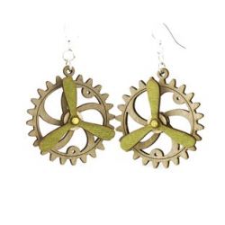 kinetic gear wood earrings