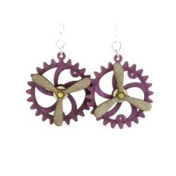 kinetic gear wood earrings