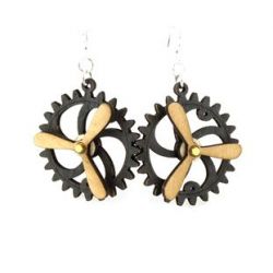 kinetic gear wood earrings