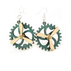 kinetic gear wood earrings