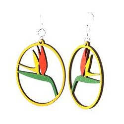 Birds of Paradise Wood Earrings