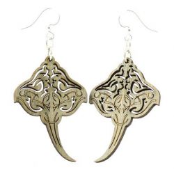 Gray stringray wood earrings