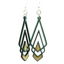 Teal chevron Deco wood earrings