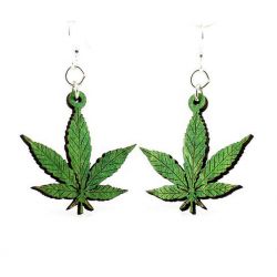 hemp leave wood earrings