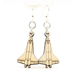 natural wood space shuttle wood earrings