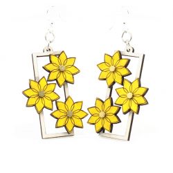 pedal pusher flower gear wood earrings