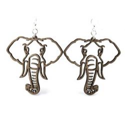 Gray Elephant Wood Earrings
