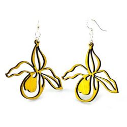 Yellow Orchid Wood Earrings