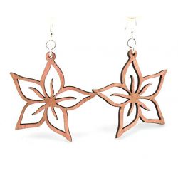 Pink Plumeria Wood Earrings