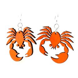 Tangerine crab wood earrings