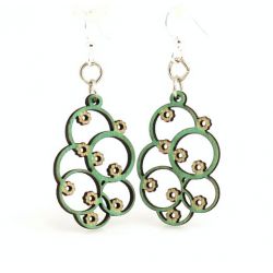 Emerald Euclid Blossom Wood Earrings