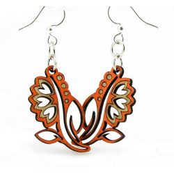 orange red bouquet blossom wood earrings